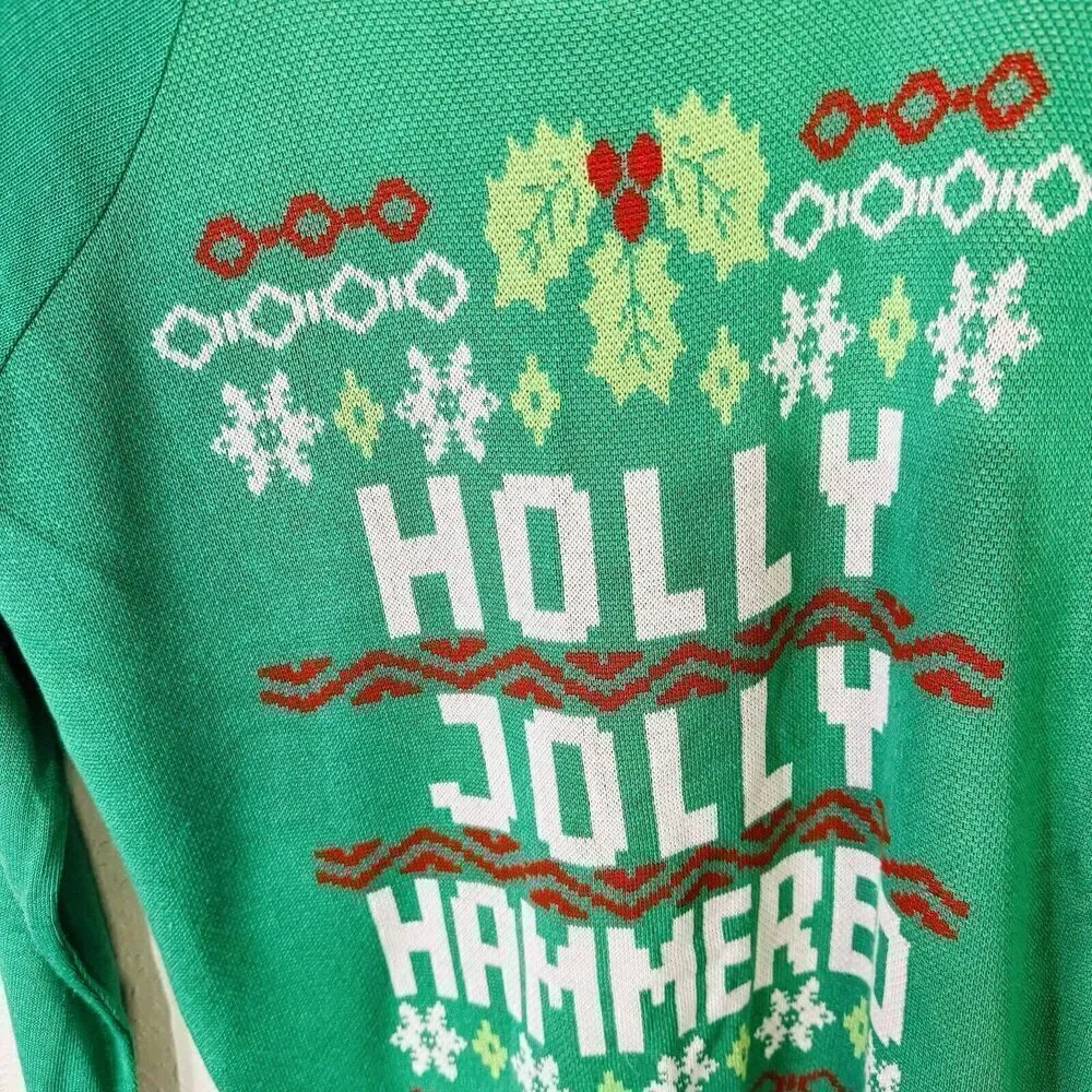 Gold Rush Ugly‎ Christmas Sweater - Holly Jolly Hammered - Green Size L